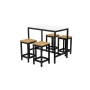 Zestaw Barowo - Jadalniany z Metalu , Blat Biały Płyta MDF  Stół +4 Taborety Model  ZETS-4